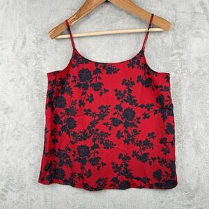 Gap Dark Floral Tank Top Womens M‎ Red Whimsigoth Chiffon Fairy Grunge Spaghetti